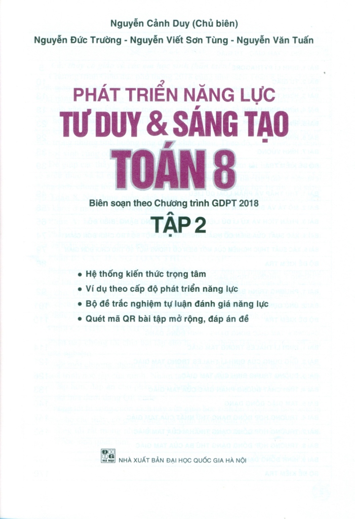 PHÁT TRIỂN NĂNG LỰC TƯ DUY VÀ SÁNG TẠO TOÁN LỚP 8 - TẬP 2 (Biên soạn theo chương trình GDPT 2018)